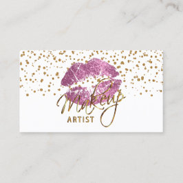 Makeup Artist Guld Confetti Dots & So Rosa Läppar Visitkort