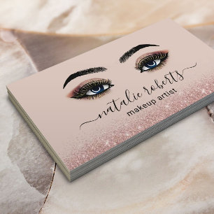 Makeup Artist Guld Eyelash Ro Glitter Salon Visitkort
