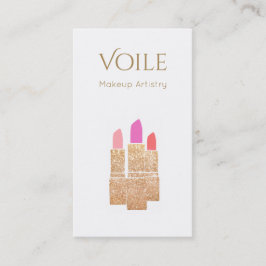 Makeup Artist Guld Glitter Lipstick Beauty Salon Visitkort