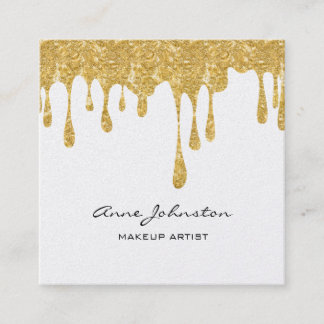 Makeup Artist Guld Glitter och Gnistra Fyrkantigt Visitkort