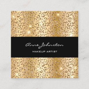 Makeup Artist Guld Gnistra Cheetah Fyrkantigt Visitkort