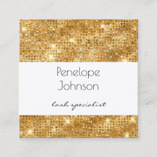 Makeup Artist Guld Gnistra Glam Fyrkantigt Visitkort