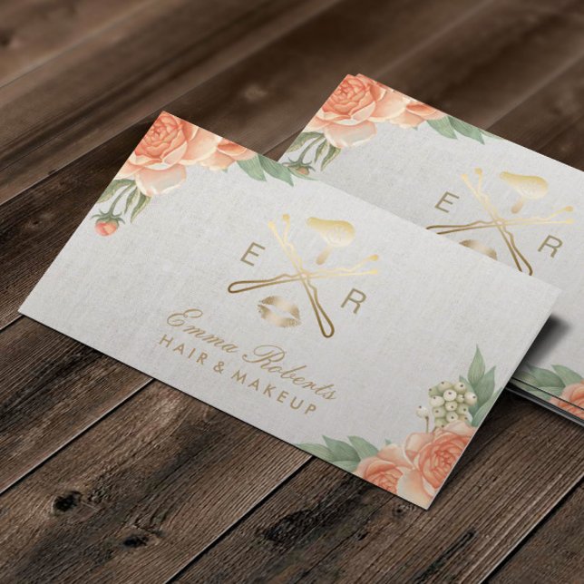 Makeup Artist Guld Läppar & Dryer Salon Möte Tidsbeställning Kort (Skapare uppladdad)