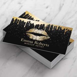 Makeup Artist Guld Läppar Guld Modern Black & Guld Visitkort