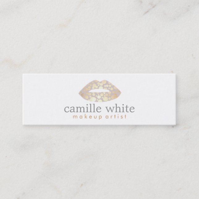 Makeup Artist Guld Läppar Mini Visitkort (Framsida)