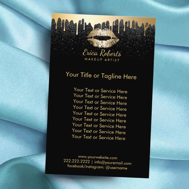 Makeup Artist Guld Läppar Modern Drives Black Glit Flygblad (Skapare uppladdad)