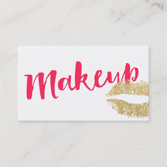 Makeup Artist Guld Läppar Modern Red Script Plain Visitkort (Framsida)