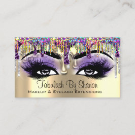 Makeup Artist Guld Lila Holograph Dricks Lash Visitkort