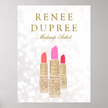 Makeup Artist Guld Lipstick Bokeh Beauty