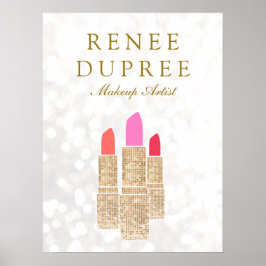 Makeup Artist Guld Lipstick Bokeh Beauty Poster