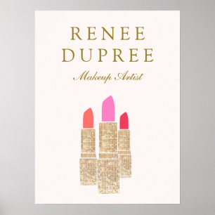 Makeup Artist Guld Lipstick Bokeh Beauty Poster