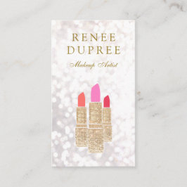 Makeup Artist Guld Lipstick Bokeh Beauty Visitkort