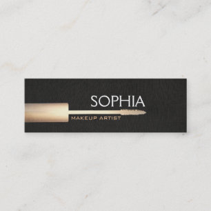 Makeup Artist Guld Mascara on Faux Black Linen Mini Visitkort