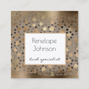 Makeup Artist Guld Polka dots borstad Metall Fyrkantigt Visitkort