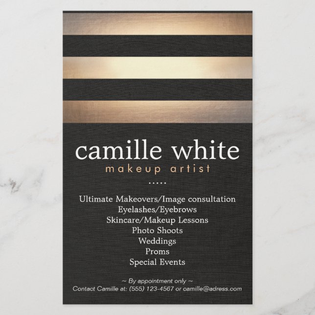 Makeup Artist Guld Rand Snyggt Beauty Salon Flygblad (Framsidan)