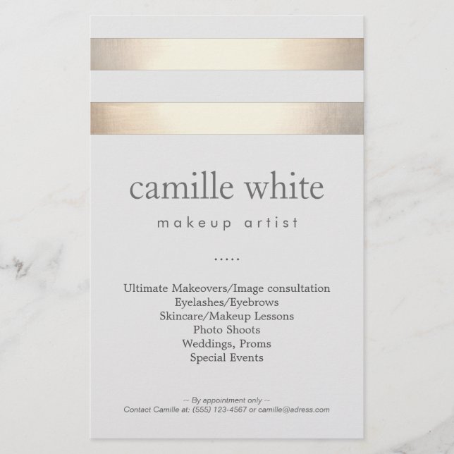 Makeup Artist Guld Rand Snyggt Beauty Salon Flygblad (Framsidan)