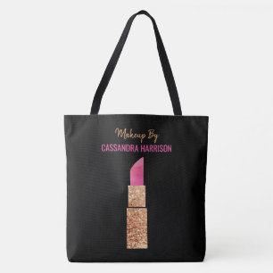Makeup Artist Guld Sequin Glam Lipstick Salon Tygkasse