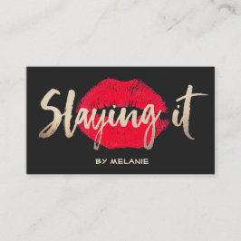 Makeup Artist Guld Sets Red Läppar Black Visitkort