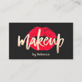 Makeup Artist Guld Typography Red Lipstick Kiss Visitkort