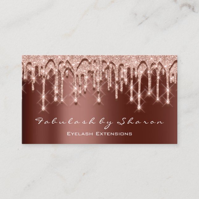 Makeup Artist Hair 3D Effect Glitter Drives Bronze Visitkort (Framsida)