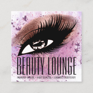 Makeup Artist Hair Eyelash Glitter Rosa Brush Fyrkantigt Visitkort