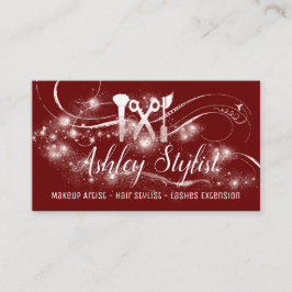 Makeup Artist Hair Eyelash Scissors Burgundy Visitkort