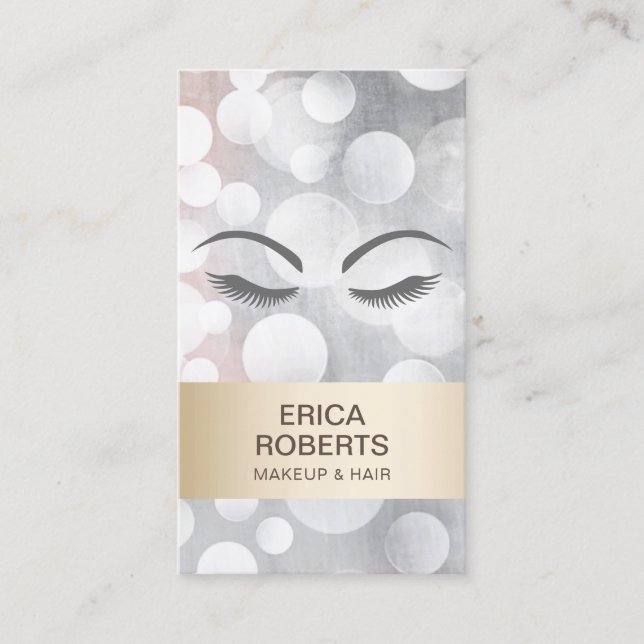 Makeup Artist Hair Salon Guld & Silver Möte Tidsbeställning Kort (Framsida)