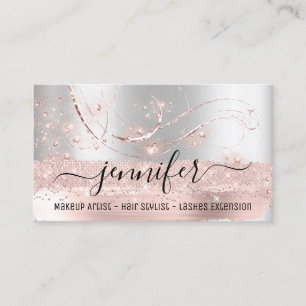 Makeup Artist Hair Salon Lash Extension Grått Visitkort
