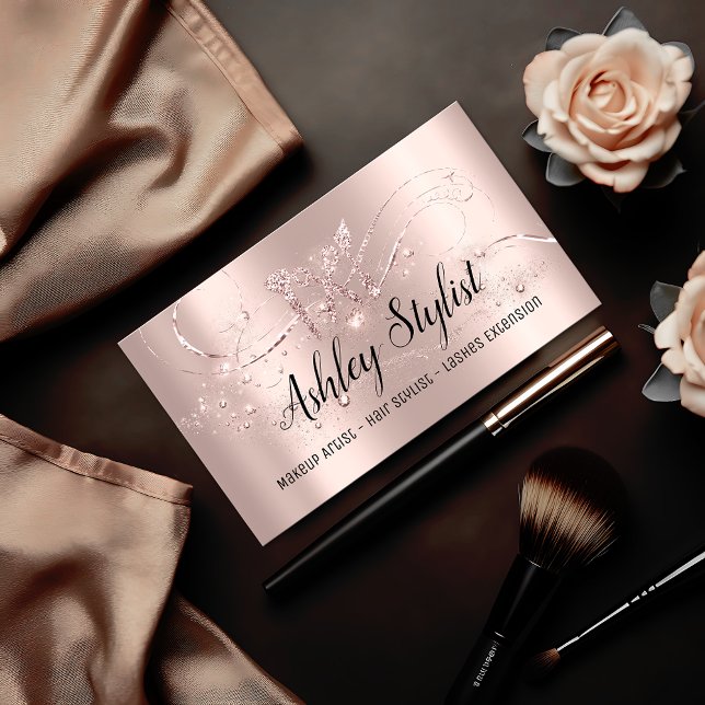 Makeup Artist Hair Salon Lash Logotyp Ro Visitkort (Makeup Artist Hair Salon Lash Logo Blogger Rose Business Card)