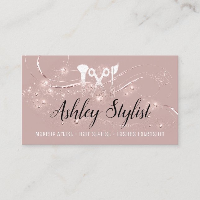 Makeup Artist Hair Salon Lash Scissors Ro Visitkort (Framsida)