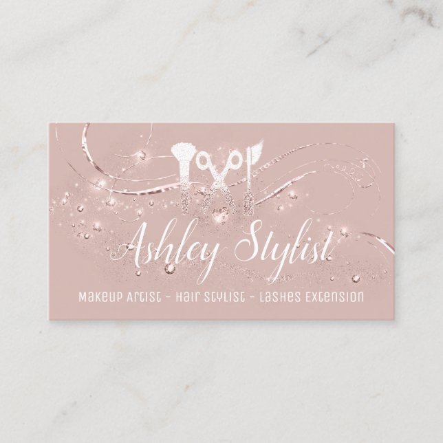 Makeup Artist Hair Salon Lash Scissors  Visitkort (Framsida)