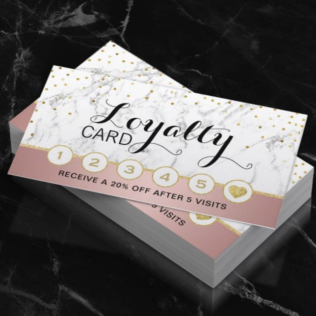 Makeup Artist Hair Salon Marble Ro Guld Loyalty Lojalitetskort (Skapare uppladdad)