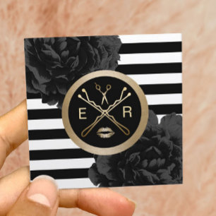 Makeup Artist Hair Salon Modern Rand Blommigt Fyrkantigt Visitkort