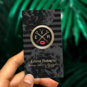 Makeup Artist & Hair Salon Modern Rand Blommigt Visitkort