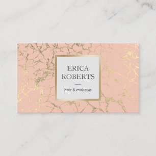 Makeup Artist Hair Salon Rosa Guld Marble Visitkort