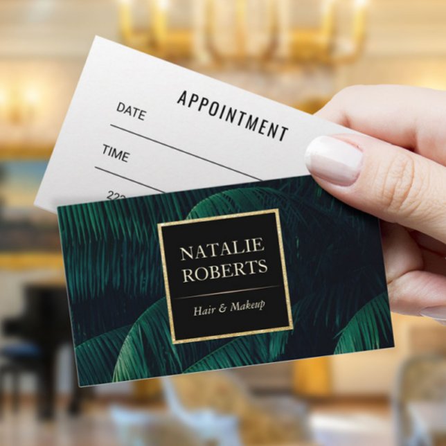Makeup Artist Hair Salon Tropical Handflatan Lövs Tidsbeställning Kort (Skapare uppladdad)