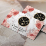 Makeup Artist Hair Salon Vintage Blommigt Marble Visitkort<br><div class="desc">Makeup Artist & Hair Stylist Salon Vintage Blommigt Trendig Marble Affärskorts.</div>