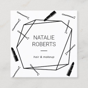 Makeup Artist Hair Stylist Geometric Salon Minimal Fyrkantigt Visitkort