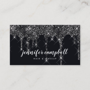 Makeup artist hair stylist glitter dropper black visitkort
