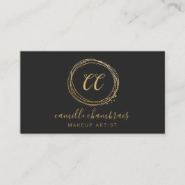 Makeup Artist Hair Stylist Guld Black Minimalist Visitkort
