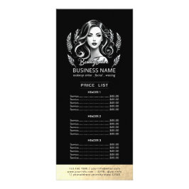 Makeup Artist Hair Stylist Modern Black Pris List Reklamkort