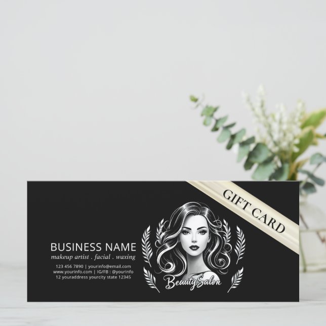 Makeup Artist Hair Stylist Modern Black White Guld (Stående Fram)