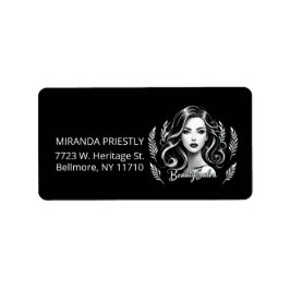 Makeup Artist Hair Stylist Modern Black White Guld Adressetikett