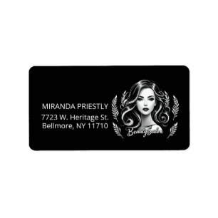 Makeup Artist Hair Stylist Modern Black White Guld Adressetikett