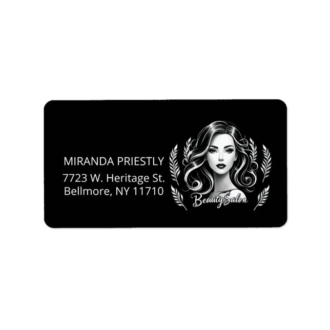 Makeup Artist Hair Stylist Modern Black White Guld Adressetikett (Framsidan)