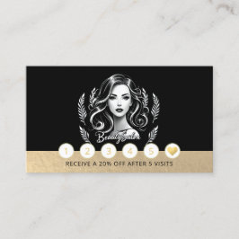 Makeup Artist Hair Stylist Modern Black White Guld Lojalitetskort