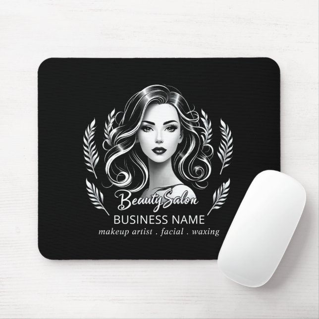 Makeup Artist Hair Stylist Modern Black White Guld Musmatta (Med mus)