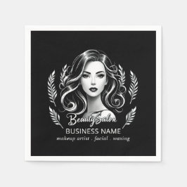 Makeup Artist Hair Stylist Modern Black White Guld Pappersservett