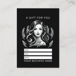 Makeup Artist Hair Stylist Modern Black White Guld Tidsbeställning Kort
