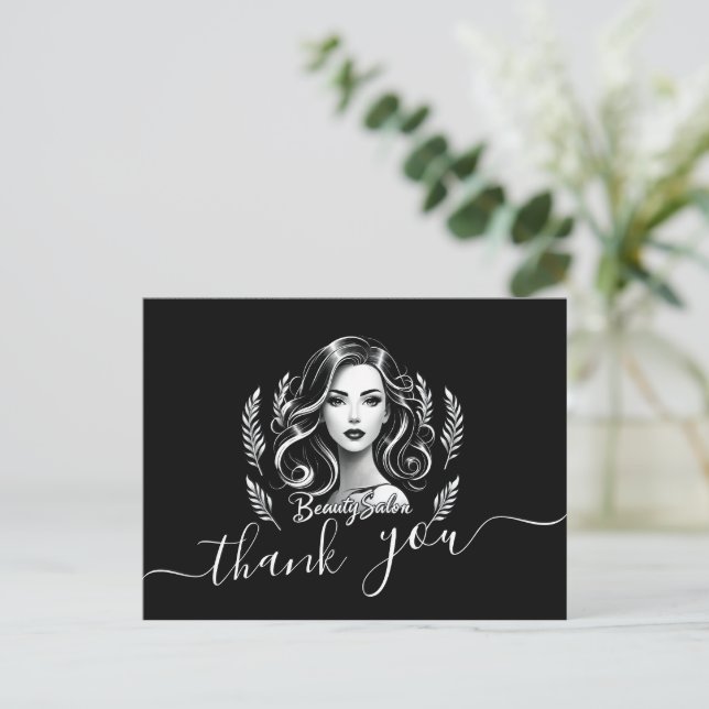 Makeup Artist Hair Stylist Modern Black White Guld Vykort (Stående Fram)